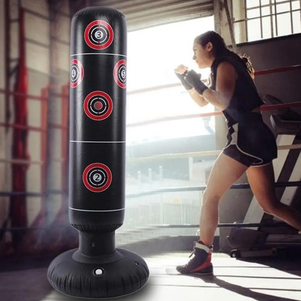 

160cm Boxing Column with Foot Pump Punching Bag Vertical Boxing Bag Adult Fitness Decompression Inflatable Sandbag Combat