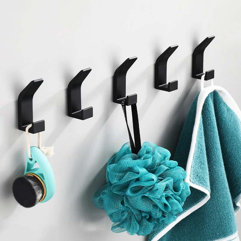 

3PCS Black White Bathroom Accessories Double Towel Hook For Livingroom Clothes Bedroom Robe Coat Hook Kitchen Hanger Toiletries