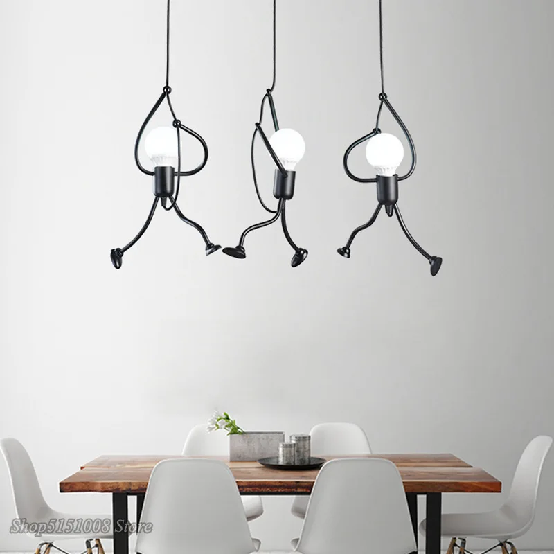 

Creative Little Man Pendant Lights Iron People Climbing Pendant Lamp Children Room Hanging Lamp Pendant Lamps Art Decor Fixtures