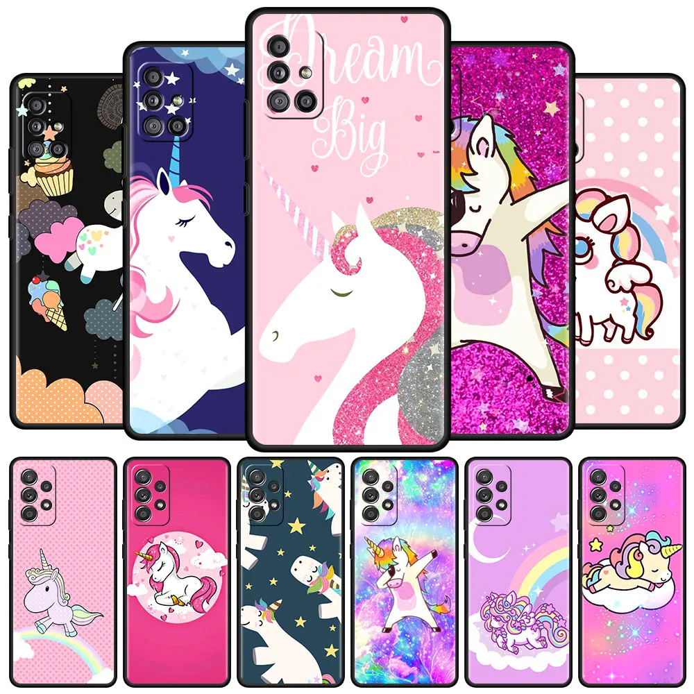 

Silicone Case for Samsung A51 A12 A52 A21s Soft Funda for Galaxy A71 A32 A31 A02s A72 A11 A41 Phone Cover Cartoon Lovely Unicorn