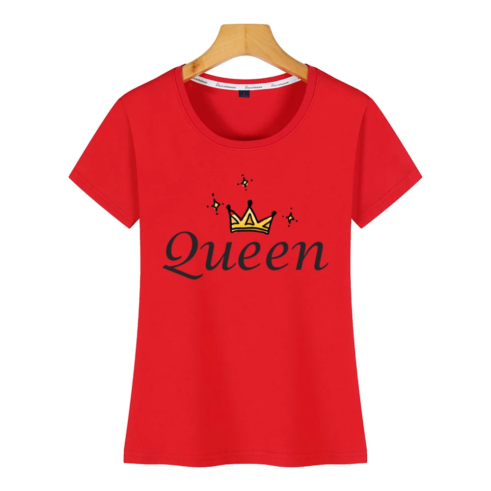 Женская хлопковая футболка с надписью король и королева|Футболки| |