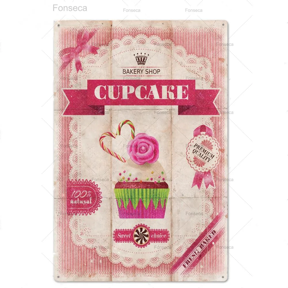 

Kitchen Cafe Cup Cake Tin Sign Vintage Metal Wall Decor Retro Poster Plaque Club Room Home Art Plate Classical Retro Painting