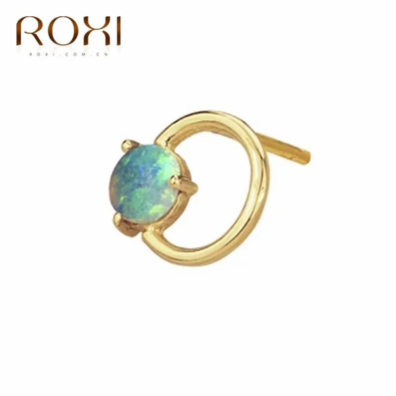 Женские и детские серьги-гвоздики ROXI круглые серьги с белым огненным опалом