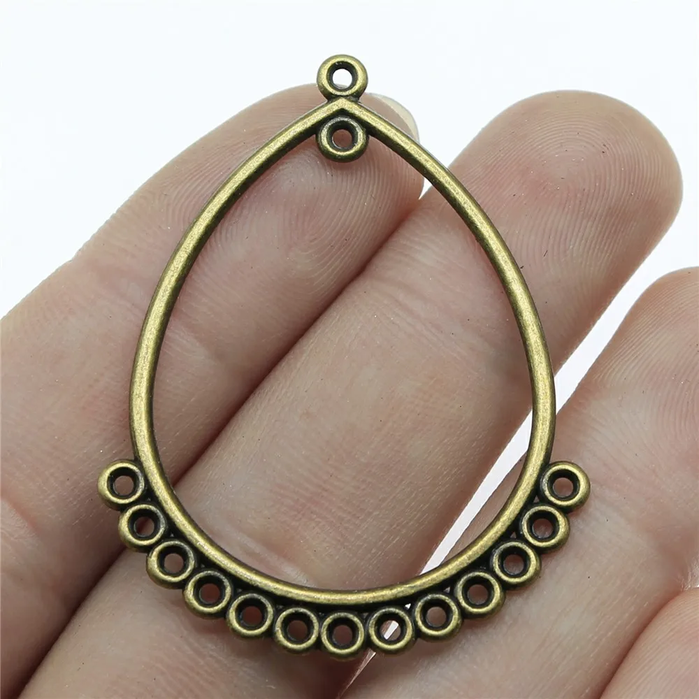 

10pcs 47x35mm Charm Porous Earring Connector Waterdrop Teardrop Shaped Earring Connector Jewelry Making Earring Findings