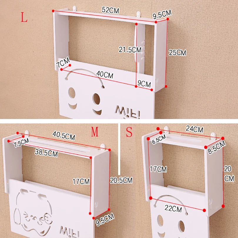

New Wifi Router Shelf Storage Boxes Cable Power Plus Wire Bracket Storage Box Wood-Plastic Wall Shelf Hanging Plug Bracket Box