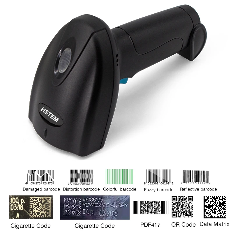 Сканерштрих-кодаHSTEM1D2DПортативный24GBluetoothбеспроводнойUSBпроводной