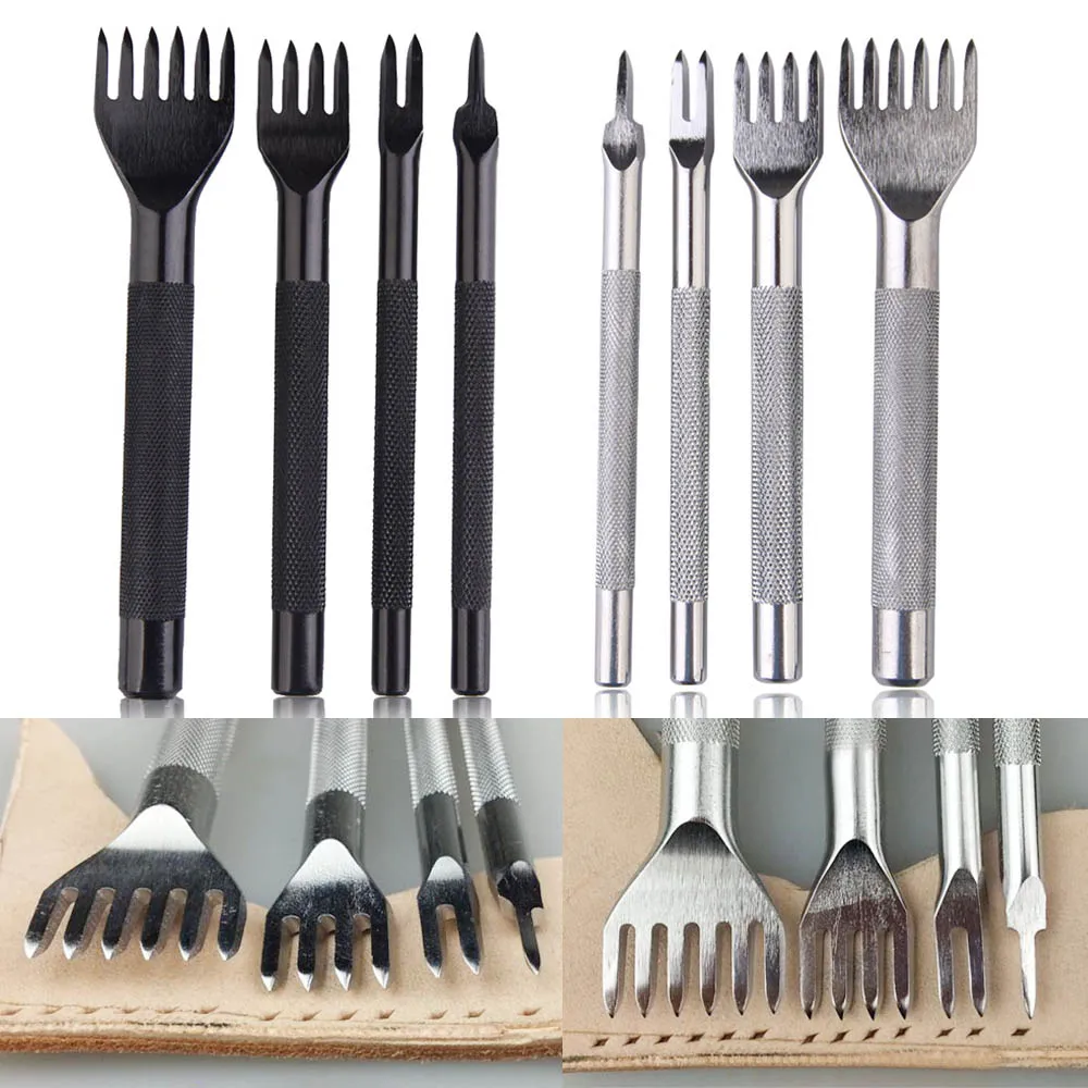 Перфораторы для кожаных изделий 4 шт. инструменты работы с кожей черная сталь 1 2 6