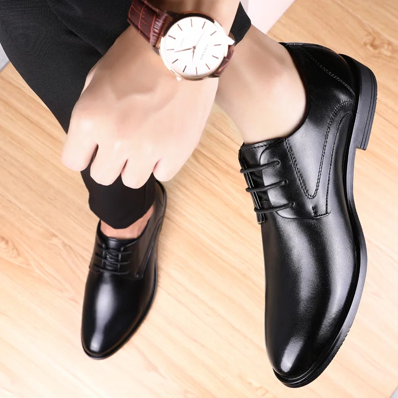 

New Lace-Up Business shoes Men Oxfords Sneakers Male Formal Shoes High Quality Genuine Leather Men Shoes *09111