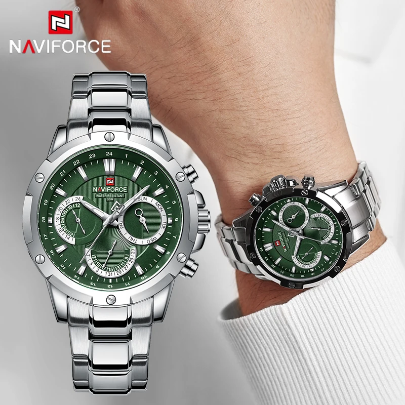 

NAVIFORCE Fashion Casual Analog Date Stainless Steel Men Watch Luxury Sport Military Waterproof Quartz Man Wristwatch Male Clock