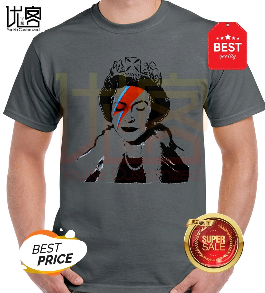Футболка Banksy Queen Ziggy Stardust Bowie стильная крутая футболка унисекс новый дизайн