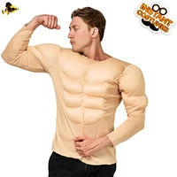 costume for mens muscle costume role playing adult muscle shirt top cosplay halloween with red cape muscle jumpsuit