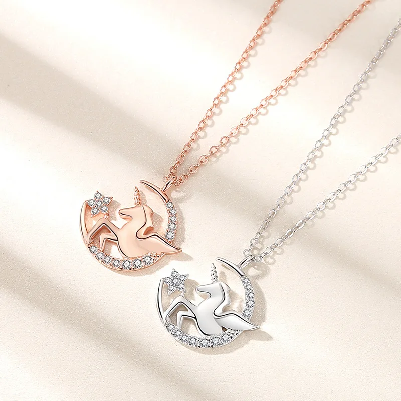 

Women's Moonlight Necklace Sterling Silver Romantic Long Chain Necklace Jewelry Gift For Girls H9