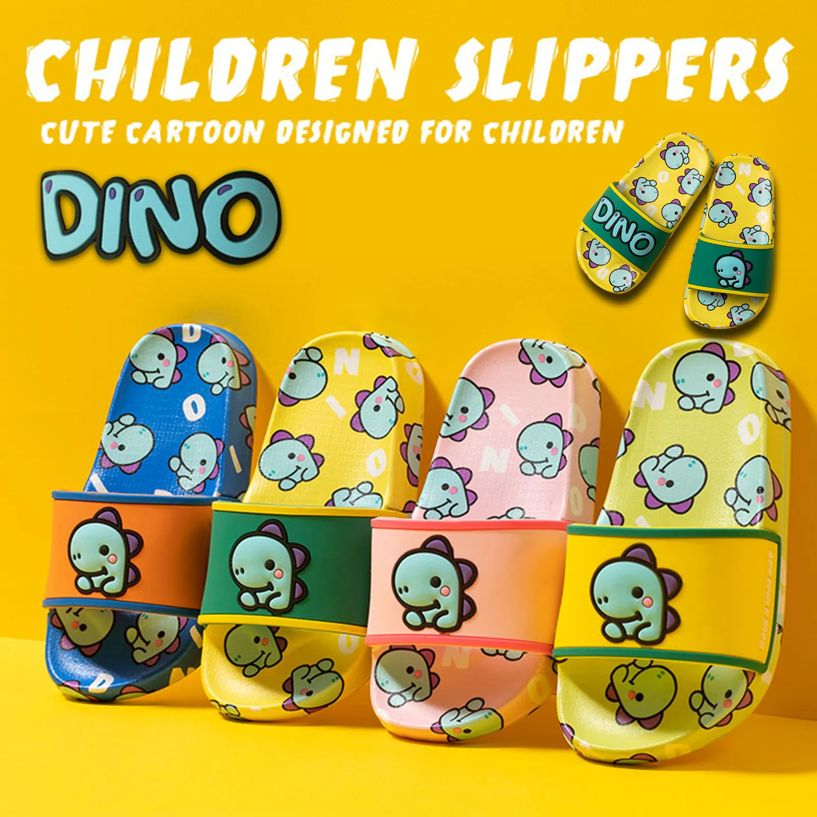

2021 Summer Girls Children Slippers Children Toddler Baby Girls Boys Cartoon Dinosaur Cute Slippers Chanclas Casual Slippers