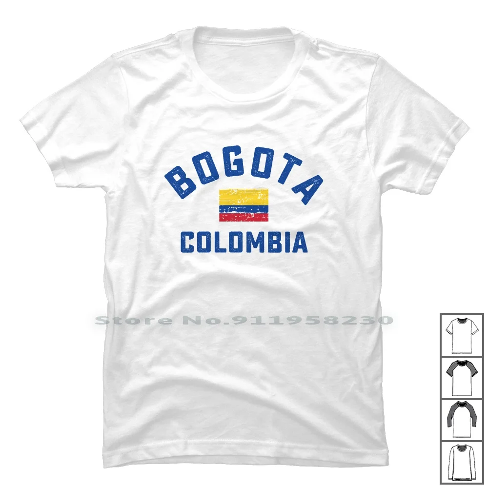 Bogota City Colombia Flag Designs T Shirt 100% Cotton Colombia Design Signs Sign Flag Desi City Aunt Om Go