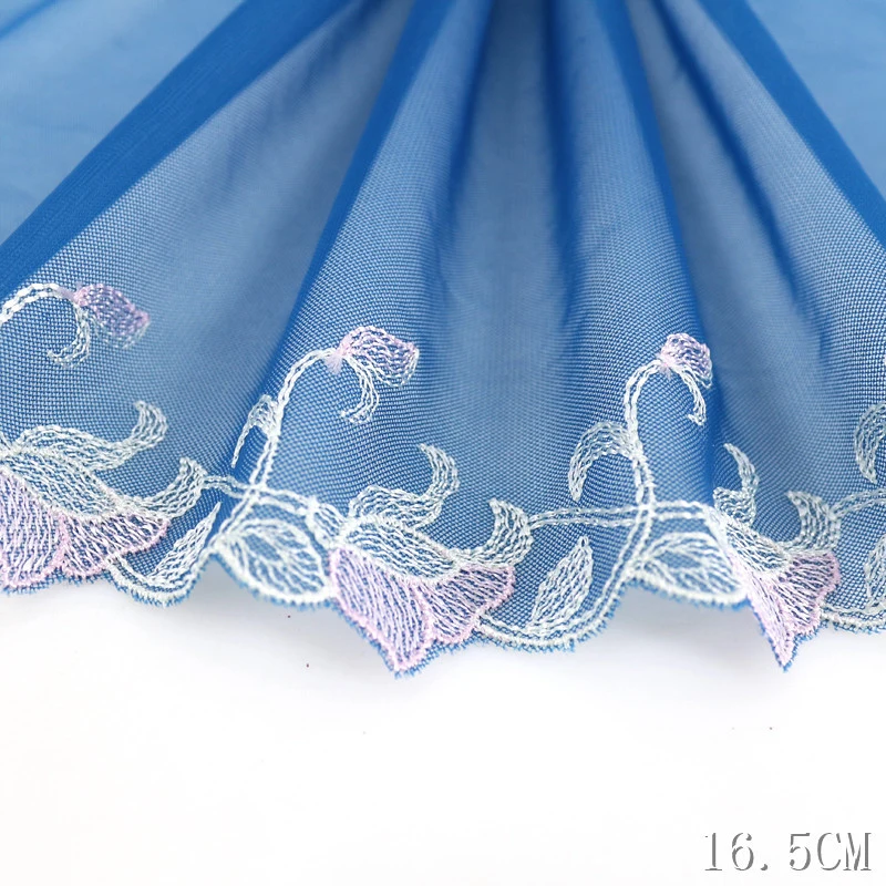 

29Yards Blue Flower Edge Embroidery Lace Trim Ribbon Mesh Handmade Hair Accessories Doll's Dress Curtains Sewing Fabric Ribbon