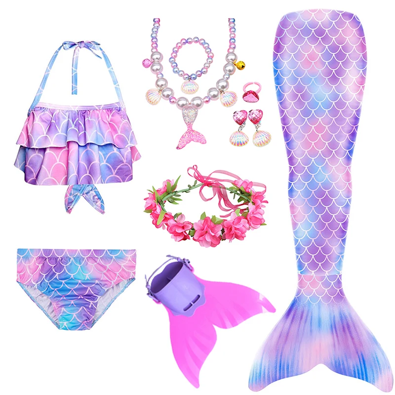 Новинка 2020 детский купальник для девочек с хвостом русалки и плавниками