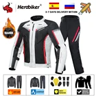 Мотоциклетная куртка HEROBIKER, защитное снаряжение, водонепроницаемая мото-куртка, Мужская одежда для мотокросса, мотоциклетный костюм с 5 защипами