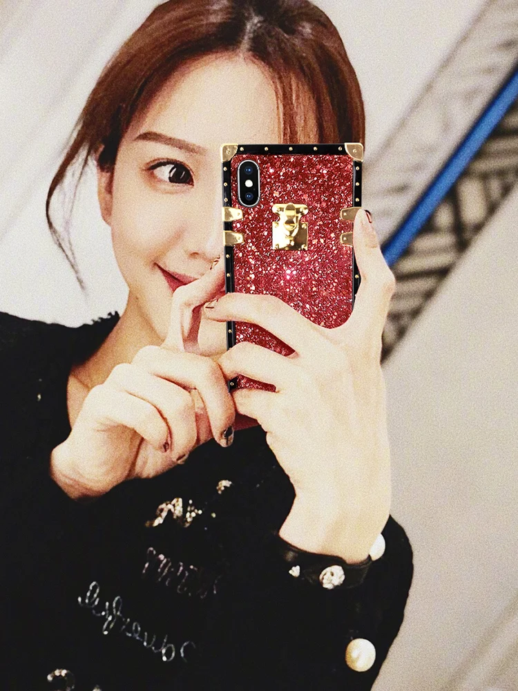 Модный Блестящий квадратный Мягкий силиконовый чехол для телефона iPhone 12 11 Pro Max