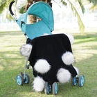 Теплое шерстяное Пеленальное Одеяло для новорожденных, детское одеяло для путешествий и сна, постельные пеленки с помпоном из натурального меха 15 см