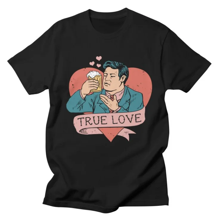 Прямая поставка Мужская футболка с надписью Love At Beer Sight 100% хлопок брендовая