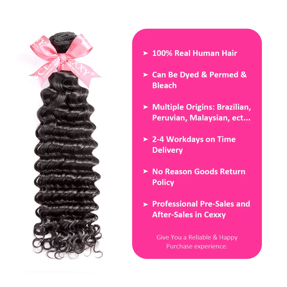 CEXXY человеческие волосы пучки необработанные индийские Huam переплетения глубокие
