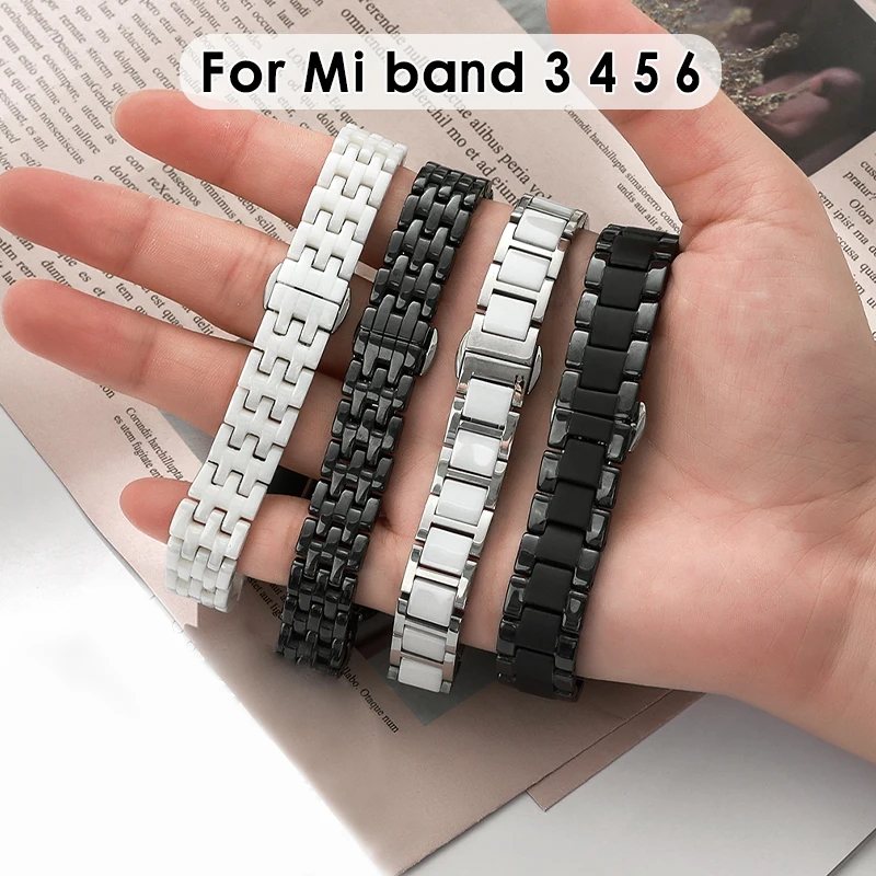 

For Xiaomi Mi Band 5 4 3 6 Ceramics Bracelet Strap Bands Mi Bend 4 5 Wristbands Bracelet Global Version Woman Man Stainless NFC