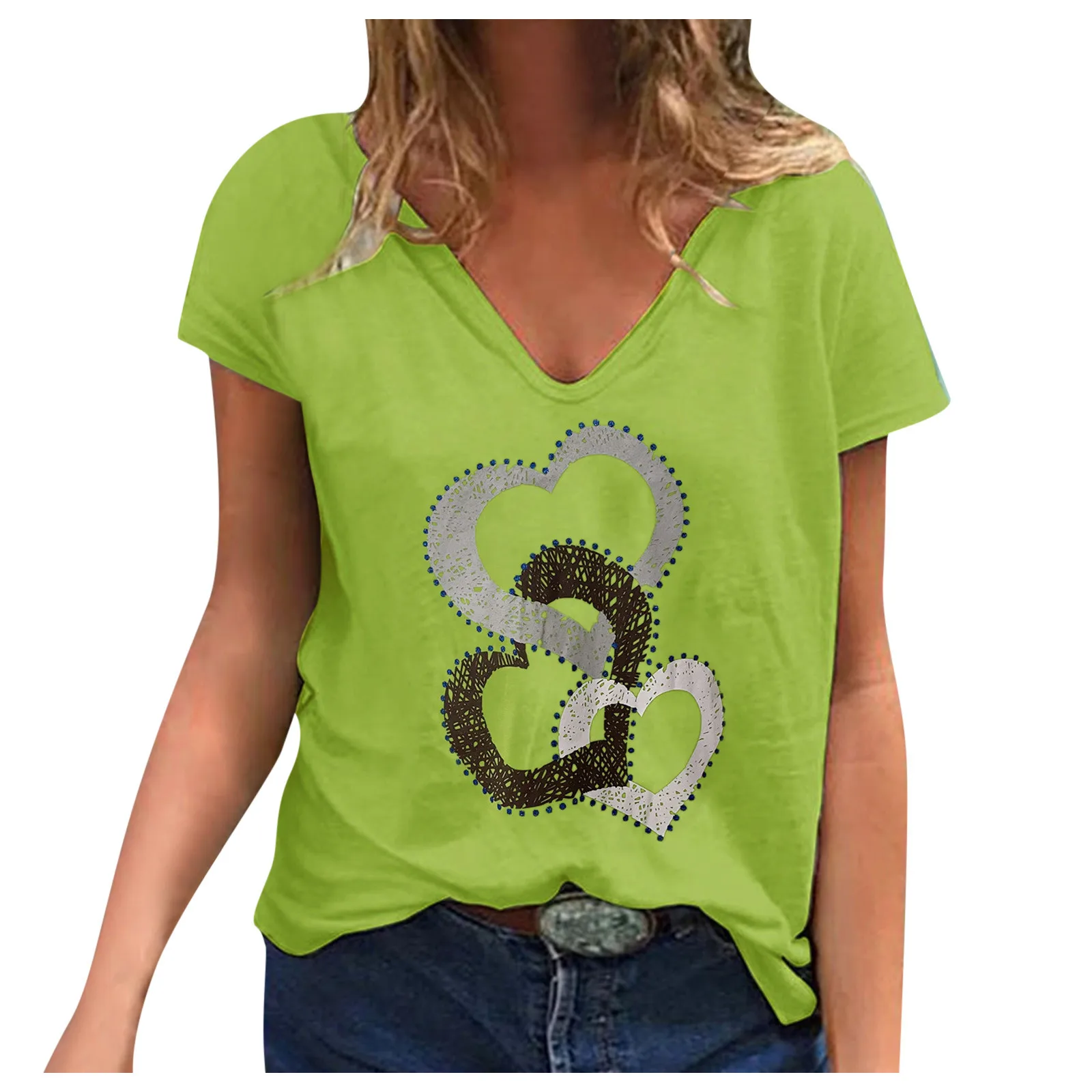 

Fashion Heart Print Blouse Shirt V Neck Loose Tops Tee Casual Summer Ladies Female Women Sleeveless Blusas Pullover Ladies Tops