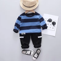 new children baby boys spring autumn cotton big strips t shirt pants 2pcssets kids toddler casual clothing tracksuits 0 5 years