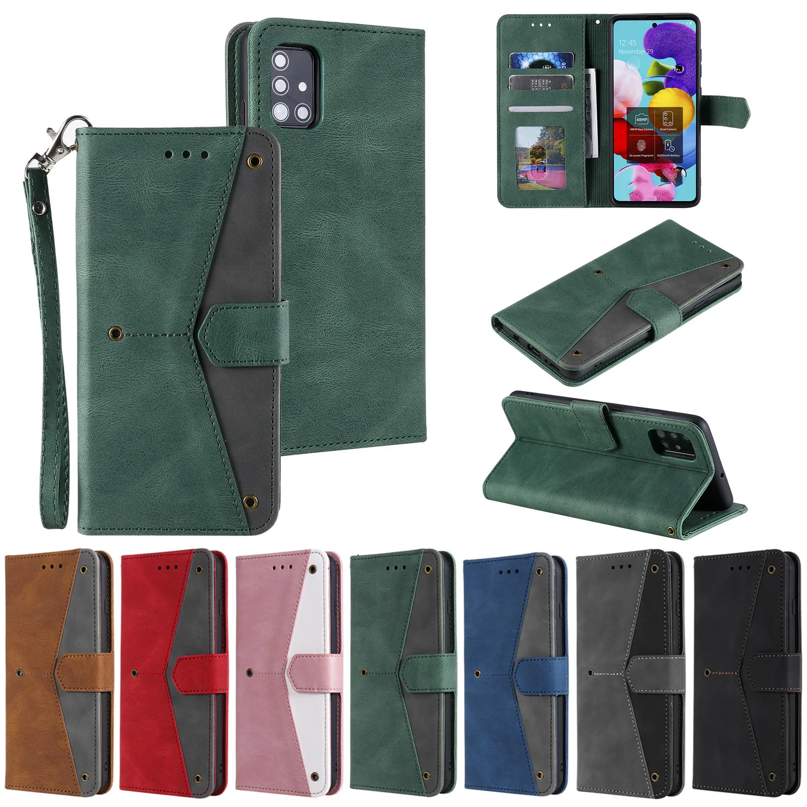 

Leather Flip Bracket Protection For Samsung Galaxy Phones Case Cover S10 S10E S10Plus S9Plus S8 S8Plus S7 S7edge S6 S6edge