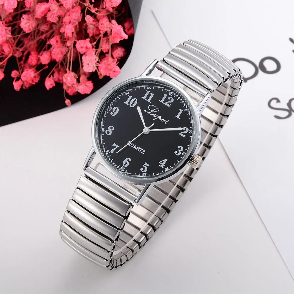 

Fashion Ladies Women Unisex Stainless Steel Quartz Wrist Watch Couple Watch Montre quartz avec bracelet de montre dcontract