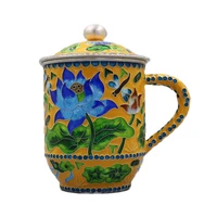 cloisonne pure silver teapot 999 foot silver teacup lotus silver cup mug office cup big mouth cup silver water cup