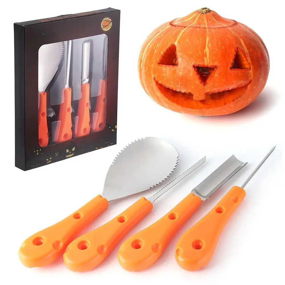 4 pcs/set Halloween Pumpkin Carving Kit Heavy Duty Stainless Steel Tools Set for Decoration DIY | Инструменты
