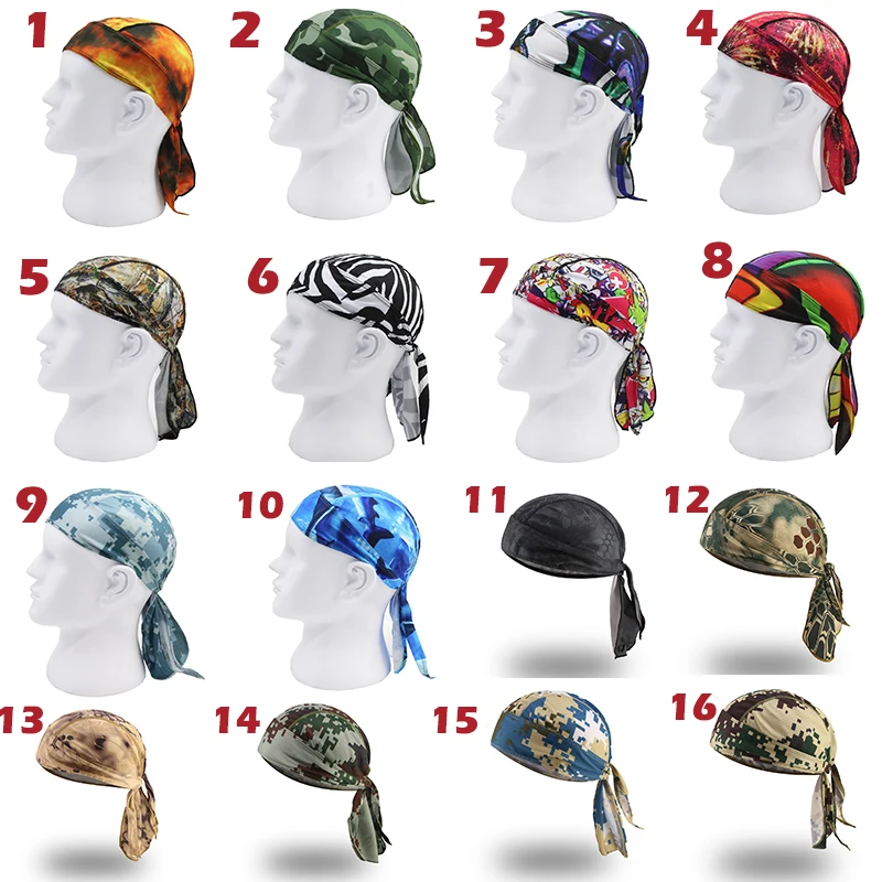 

2PCS Printing Cycling Cap Men Running Hiking Fishing Bandana Headscarf Ciclismo Hood hat Skull Caps Breathable Quick Dry