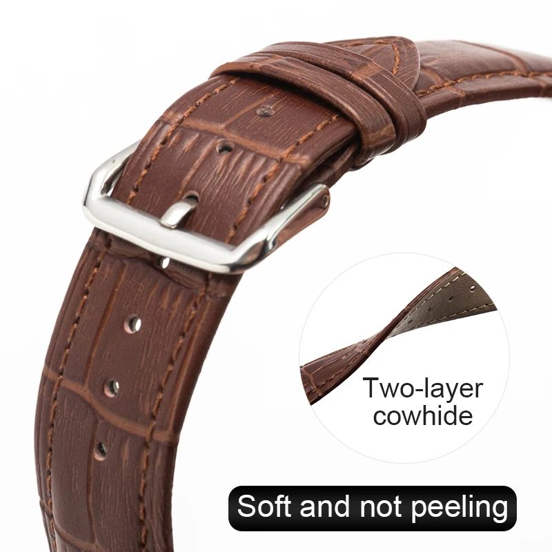 

Universal Replacement Genuine Leather Watch Strap Leather Watchband 12mm 14mm 16mm Pin buckle High Quality Wrist Belt Watch Band