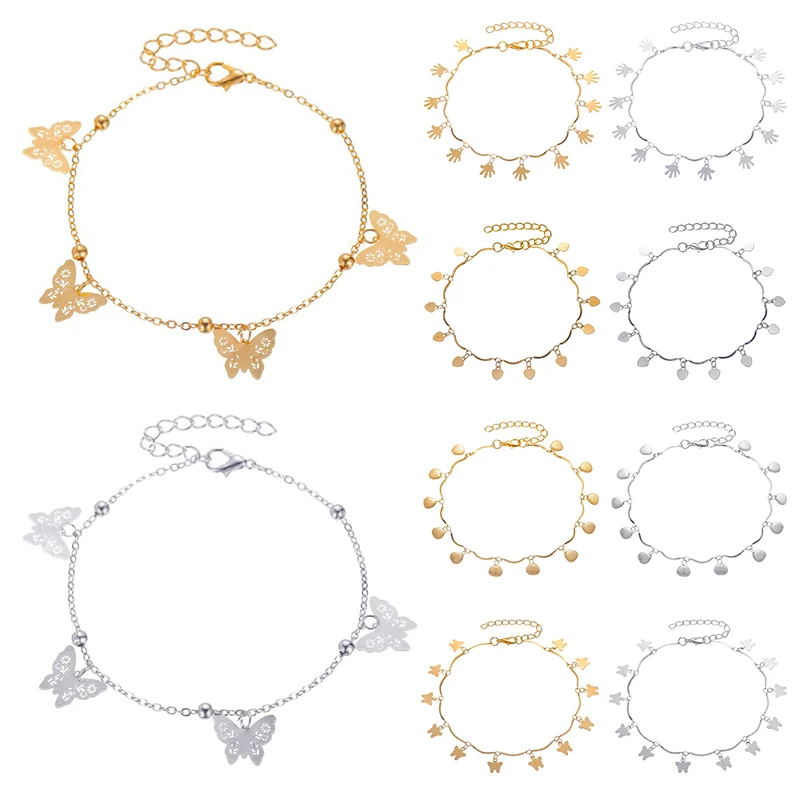 Браслет на лодыжку Женский цепочка ногу из металлического сплава с бабочкой