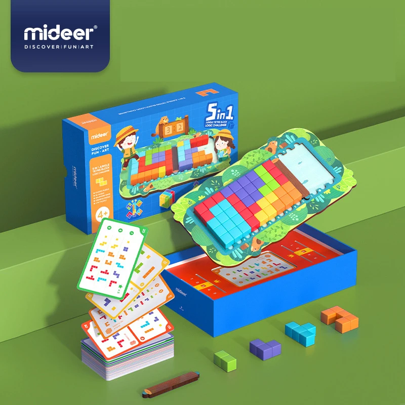 

MiDeer 5 In 1 Jungle Tetris Block Logic Challlenge Board Game Logical Thinking Geometry Game Children Educational Toys Age 4Y+