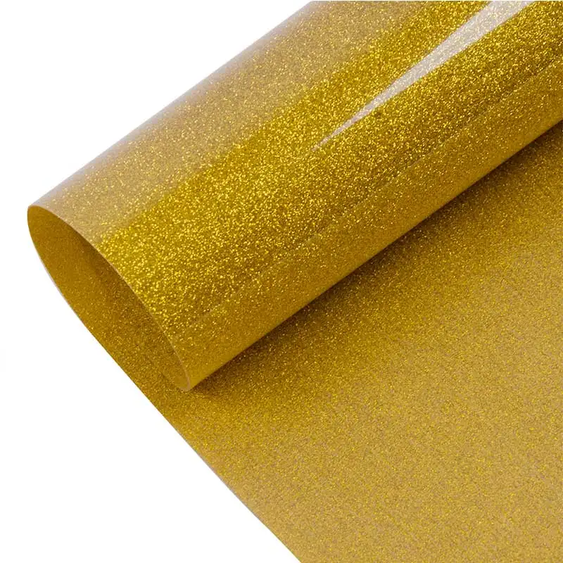 Блестящий виниловый тепловой трансферный рулон железная переводная Золотая