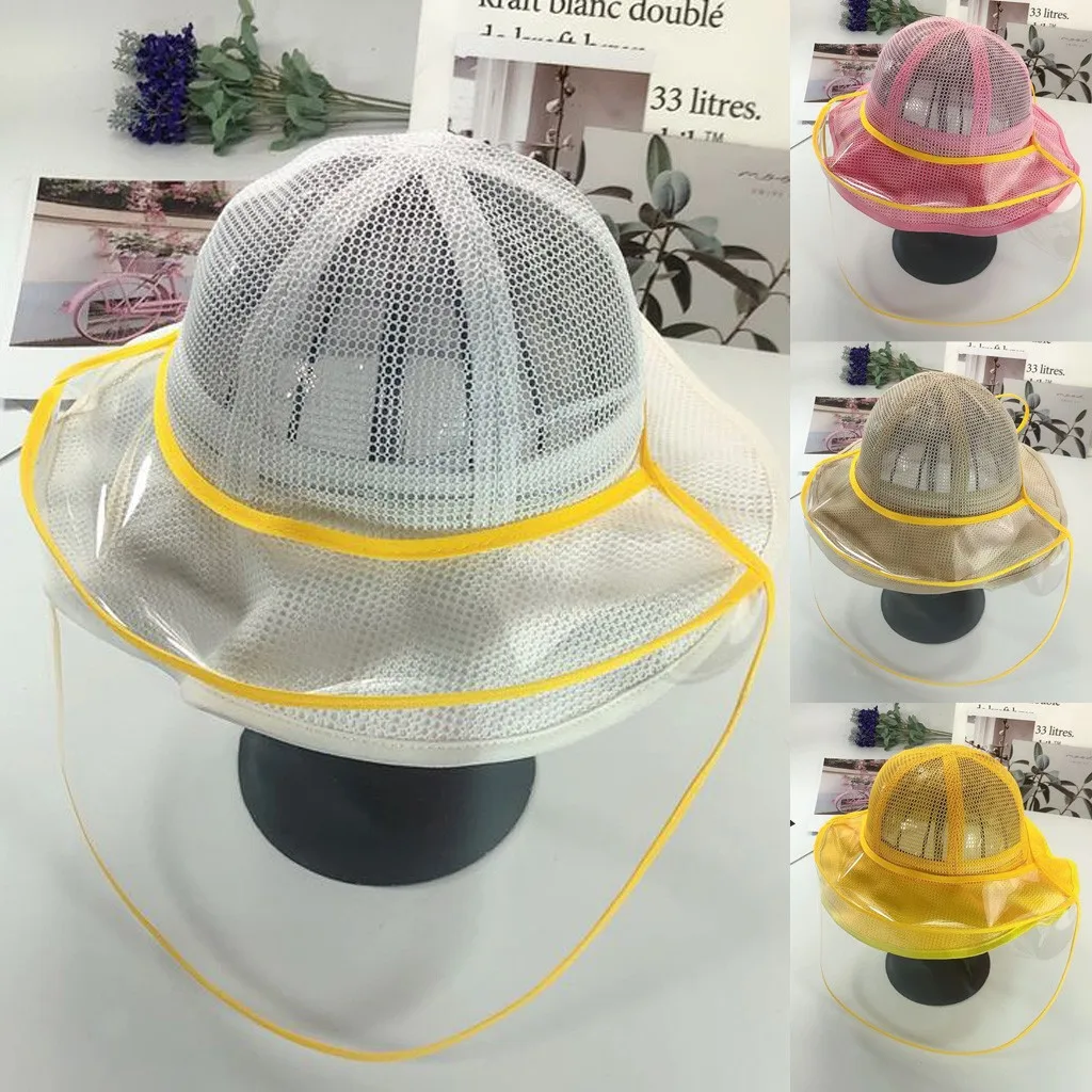 

LONSANT Kids Boy Girl Solid Mesh Anti-spitting Fisherman cap Protective detachable Dustproof Cover Peaked Beach Hats Unisex 2020