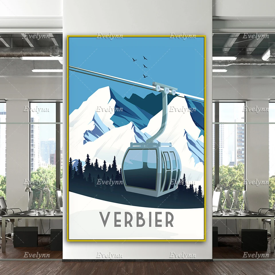 

Verbier Skiing Print, Verbier Travel Poster, Verbier Travel Print Skiing Poster, Skiing Wall Art,Home Decor Canvas Unique Gift