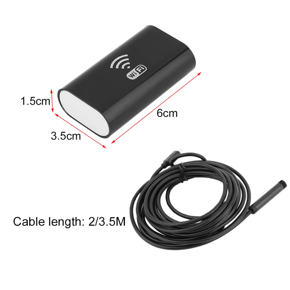 Водонепроницаемая WiFi-эндоскопная камера Borescope HD 720p для IOS Android Windows Mac 2 / 3.5M 5 метровый кабель и 5-30 метровый Wi-Fi включены.