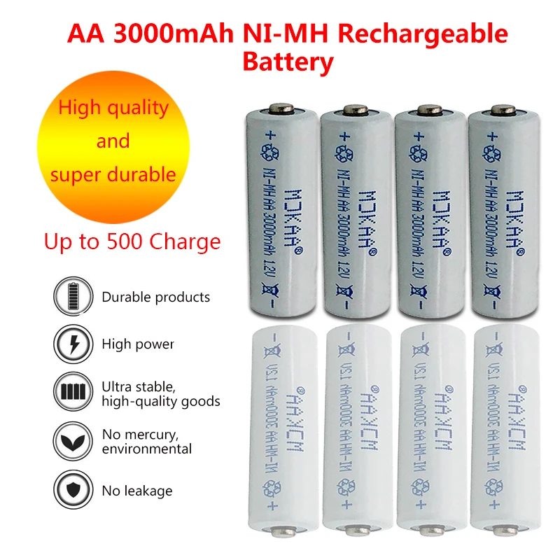 

20-40PCS AAA + AA rechargeable battery AA 1.5V 3000mah and 1.5V AAA 2000mAh alkaline battery flashlight toy watch MP3 player