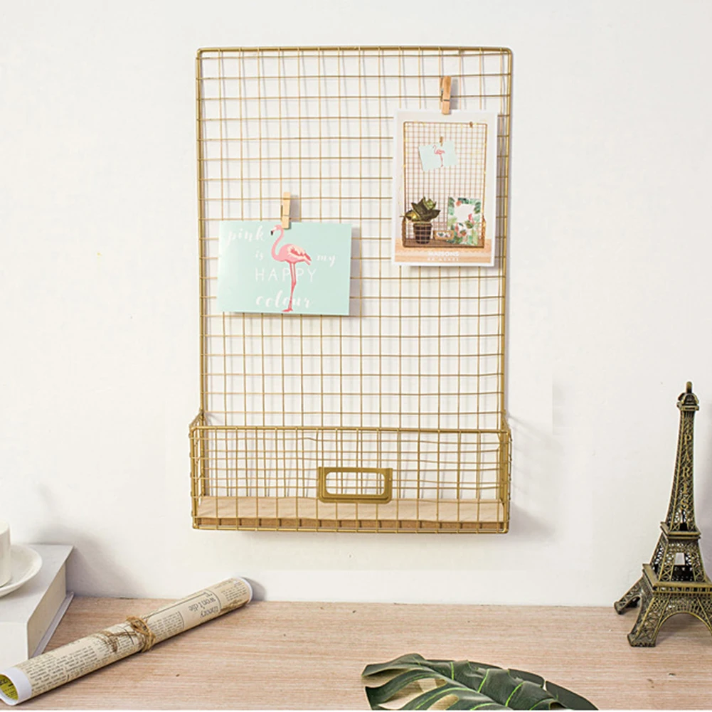 

Mesh Home Wall Decor Living Room Memo Board Bedroom Hanging Iron Grid DIY Office Panel Photo Display Storage Shelf