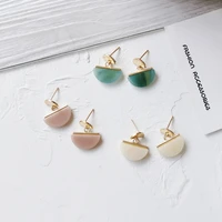 new design jewelry earrings gold color half round green pink white resin dangle drop earrings for women jewelry party gift