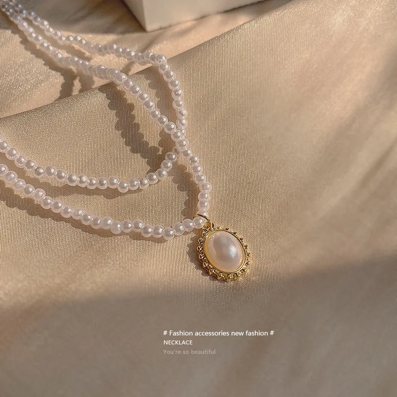 LIWO в винтажном стиле DoubleLayer жемчужные ожерелья для женщин колье дикий модная