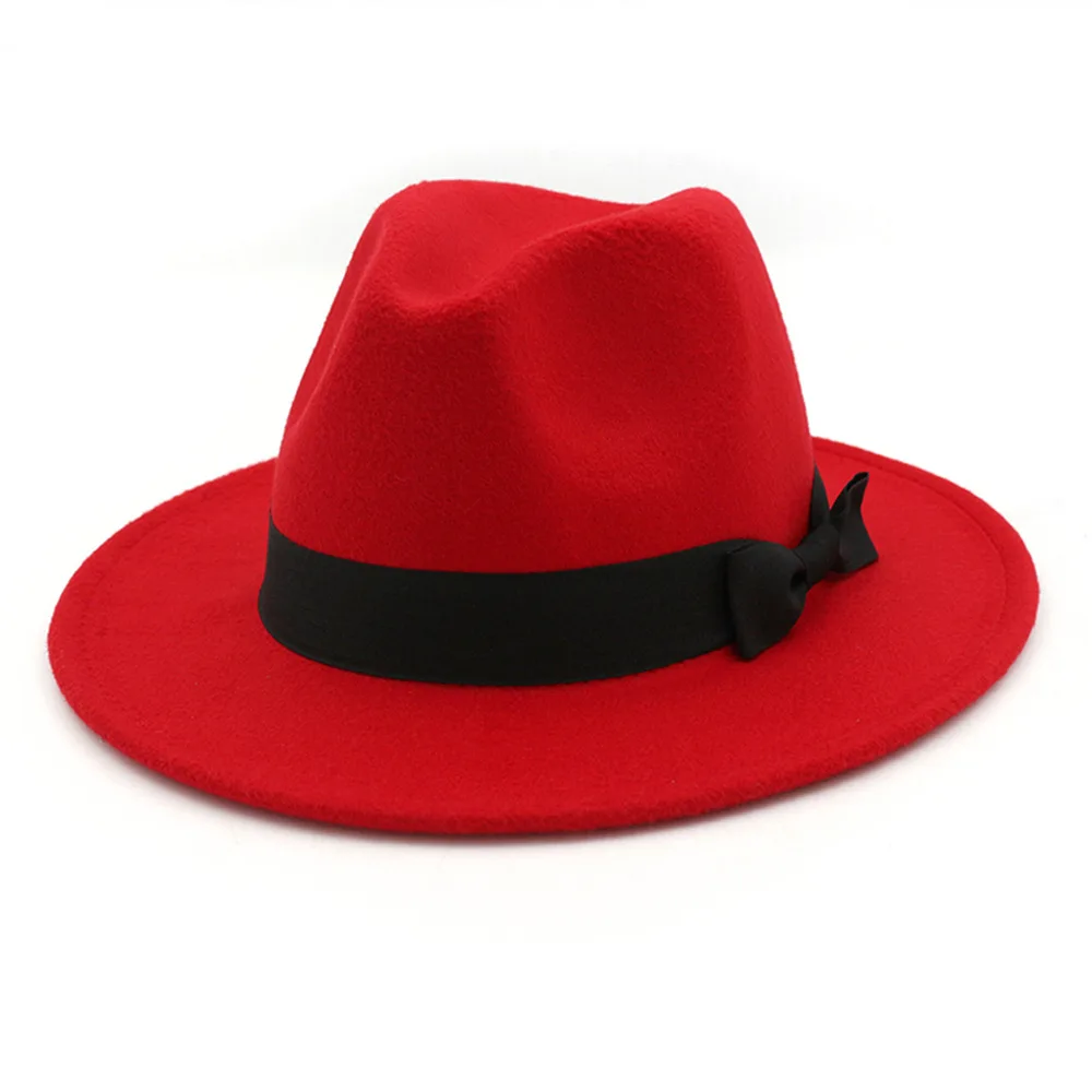 HanXi фетровая шляпа для женщин однотонная имитация шерсти с бантиком узором