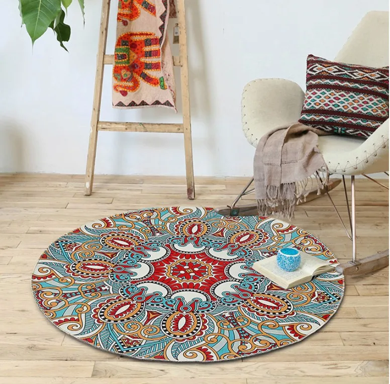 Этнический Boho напольный коврик для гардеробной и ковры коврик для йоги с мандалой Хиппи Мандала нескользящий круглый ковер для гостиной