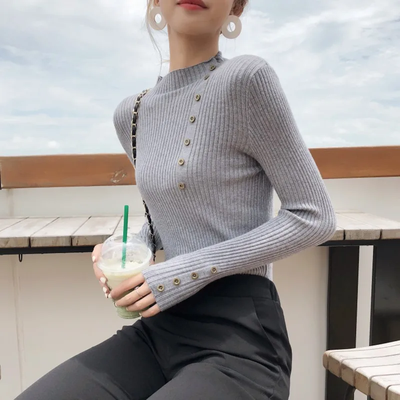 2019 женский элегантный новый стиль модный дизайн шеи длинный рукав вязаный свитер