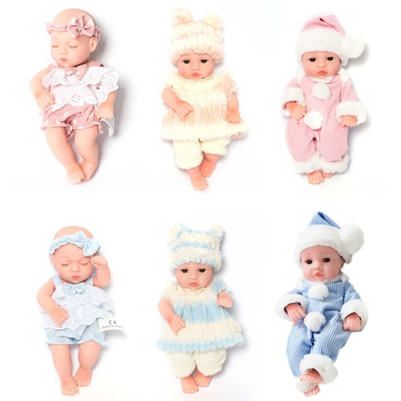 

25cm Lovely Simulation Dolls Soft Vinyl Open/Close Eyes Rebirth Doll with Clothes Hat Babies Toy Children Birthday Gift