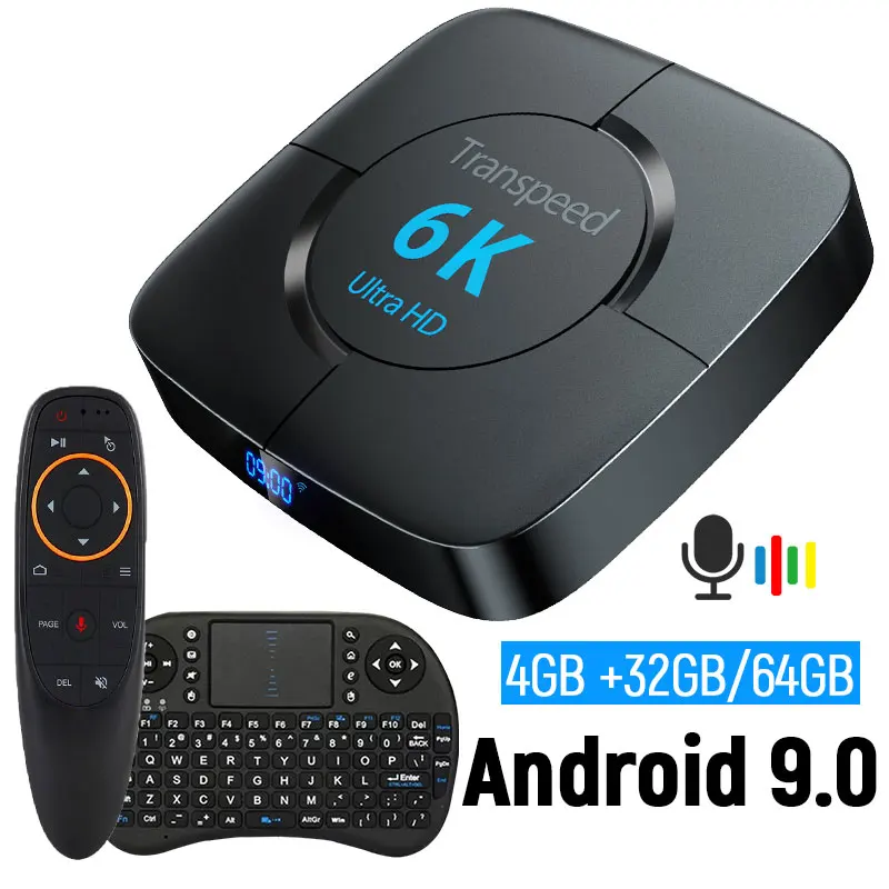 Youtube Android 9 0 Wi Fi телевизионная коробка с Bluetooth 6K Google Assistant 3D видео ТВ приемник 4 ГБ 64 TV