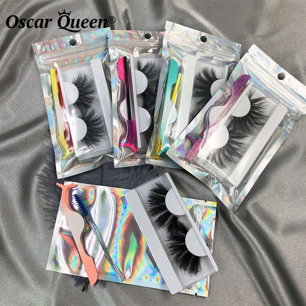 100 шт Прозрачные голографические лазерная печать сумки 3D норковые ресницы
